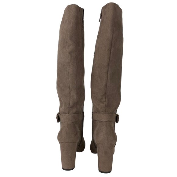 Jones New York 5.5 Kalee Camel Heeled Knee High Zipper Boots Buckle Accents - Picture 10 of 16